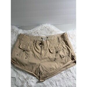 American Eagle Shorts Y2K Style Tan Cargo Mini Booty Size 14 Excellent Cuffed